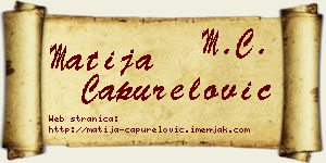 Matija Capurelović vizit kartica